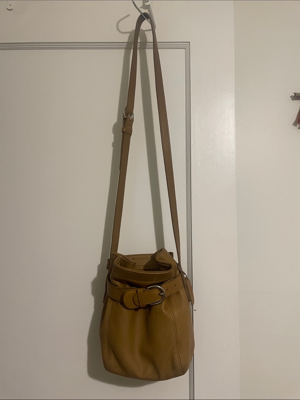 Coach Legacy Tan Leather Belted Bucket Crossbody
